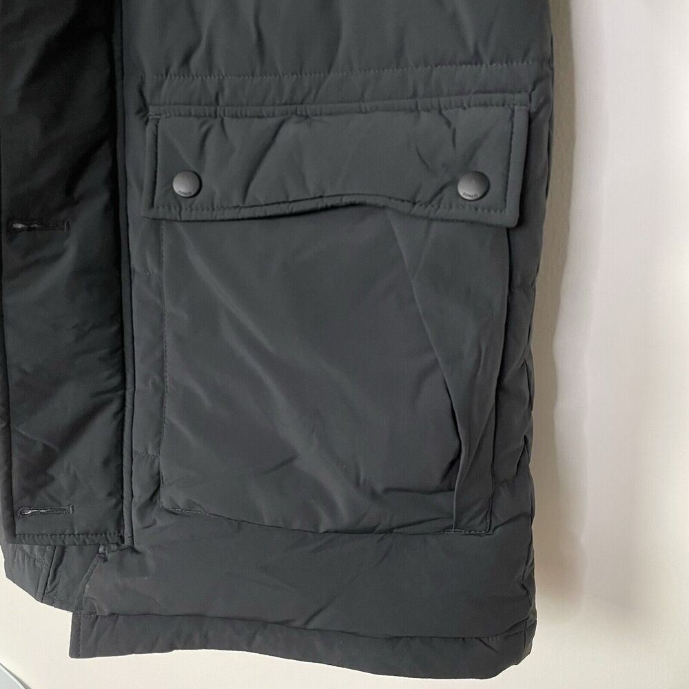 Express Womens‎ Puffer Coat Faux Fur Trim Hood Black Medium - Picture 9 of 11